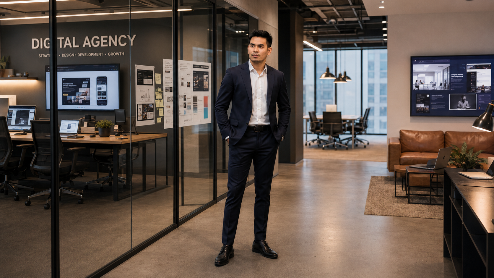 Vonn standing in a modern digital agency office